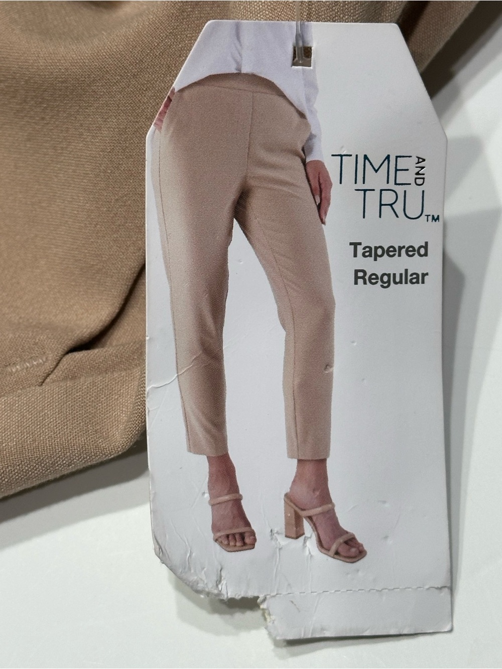NEW, Time & Tru Tapered Regular Flat Front Tan Ankle Pants Women's 16/18 X-Large - Picture 5 of 13
